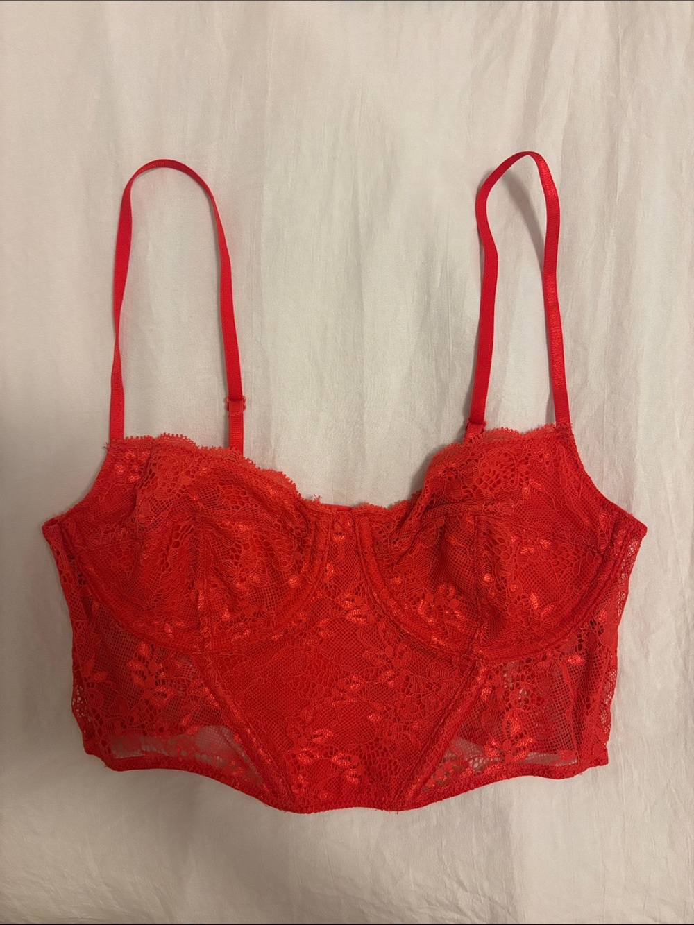 Stradivarius Red Lace Longline Bralette - Women Intimates